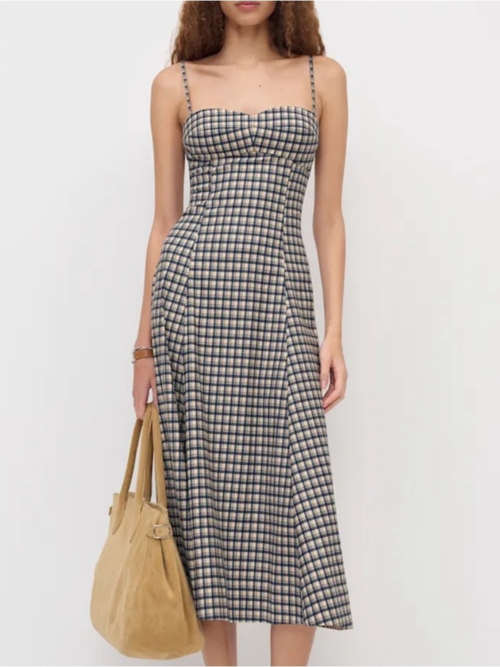 NWT REFORMATION Kailani Plaid Midi Dress
